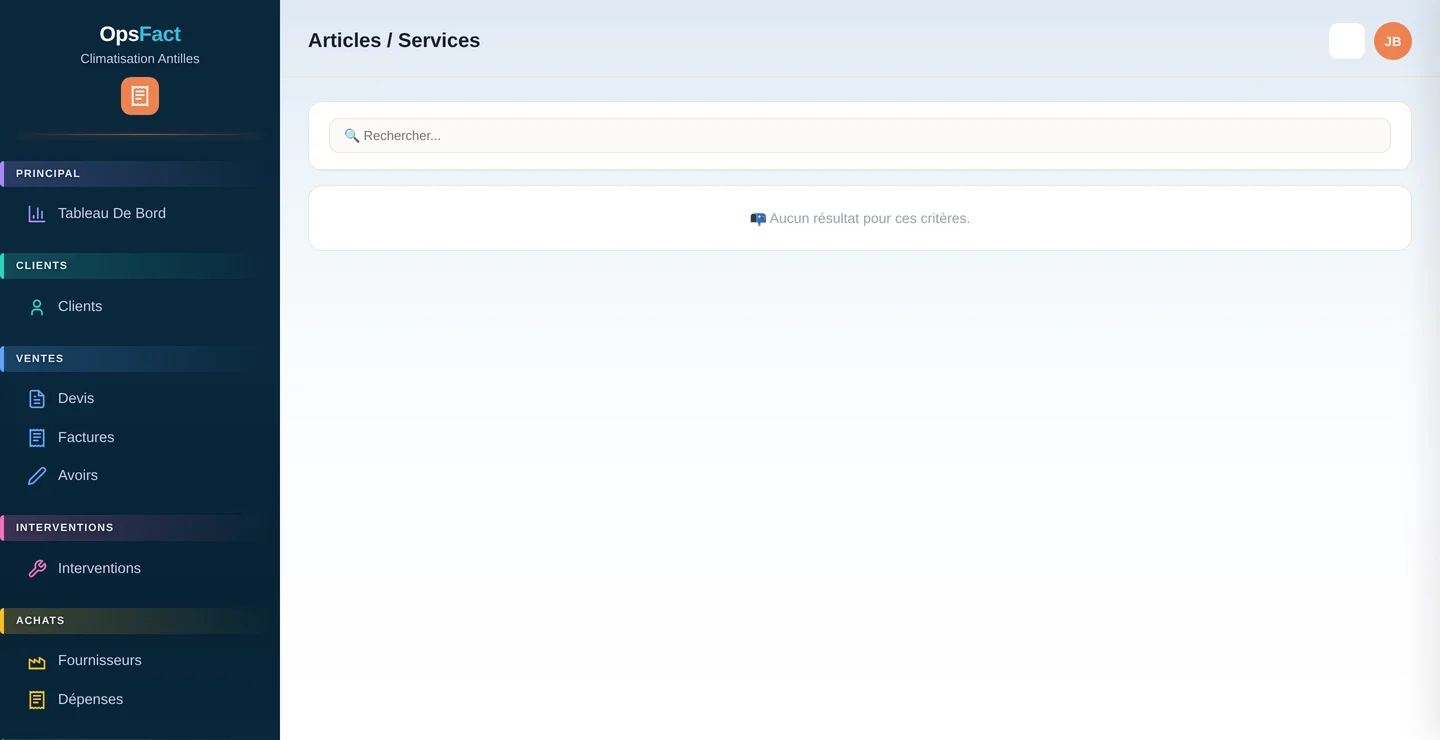 Catalogue d'articles et services