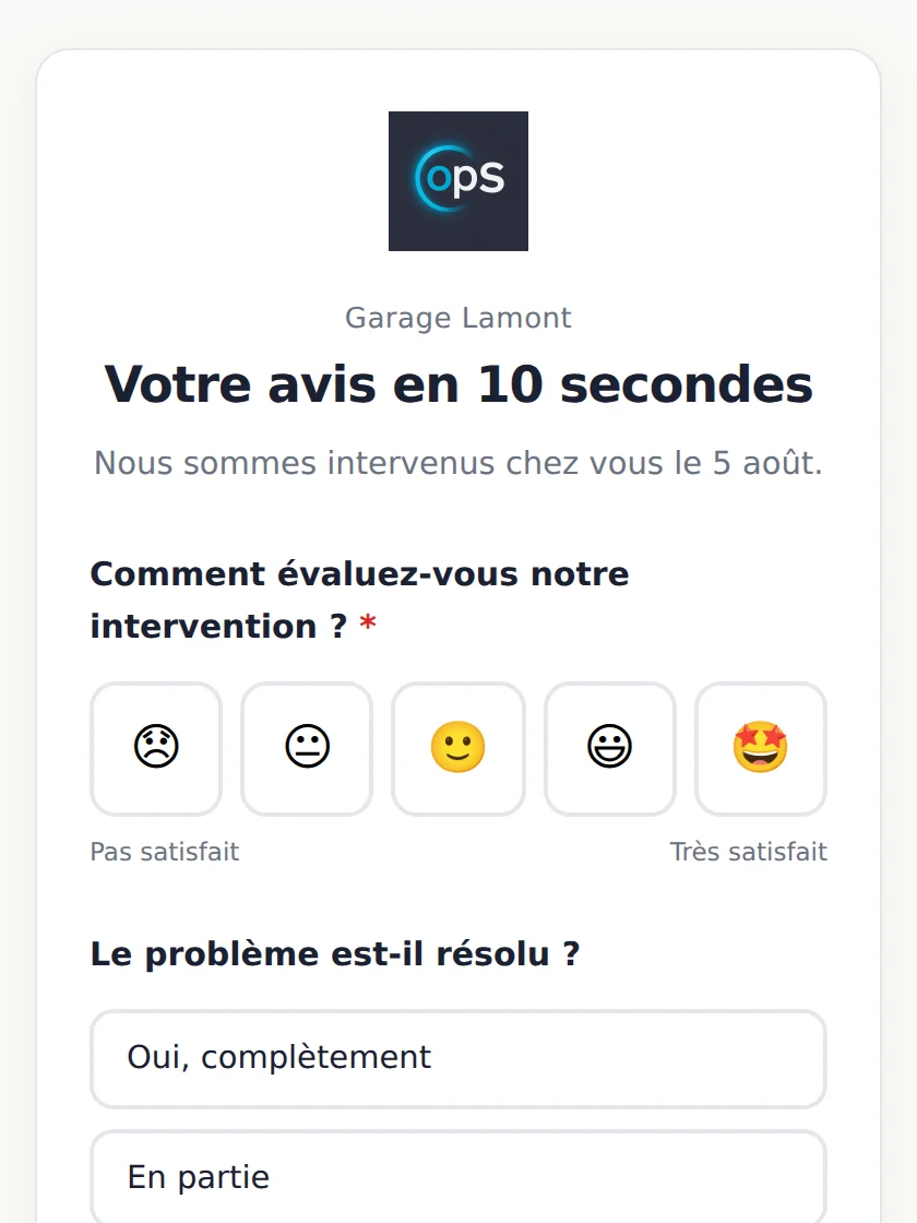 Questionnaire de satisfaction