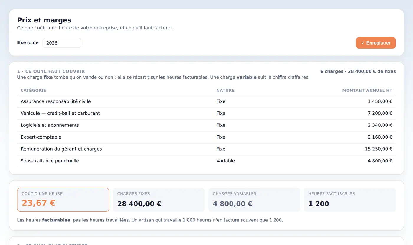 Calcul du prix de vente et de la marge